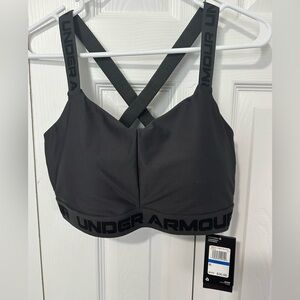 Gray and black under armour sports bra. New with tags. XL size. Light support